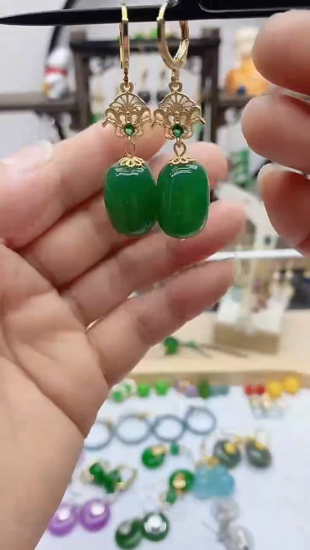 14K金镶嵌耳饰玛瑙/玉髓91