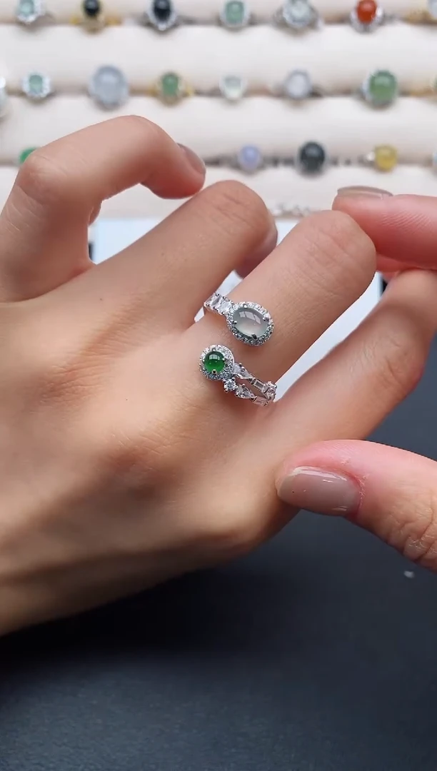 银S925镶嵌戒指翡翠1111111111+5