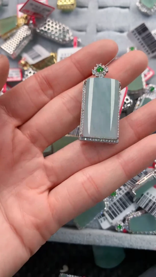 银S925镶嵌戒指翡翠555   9