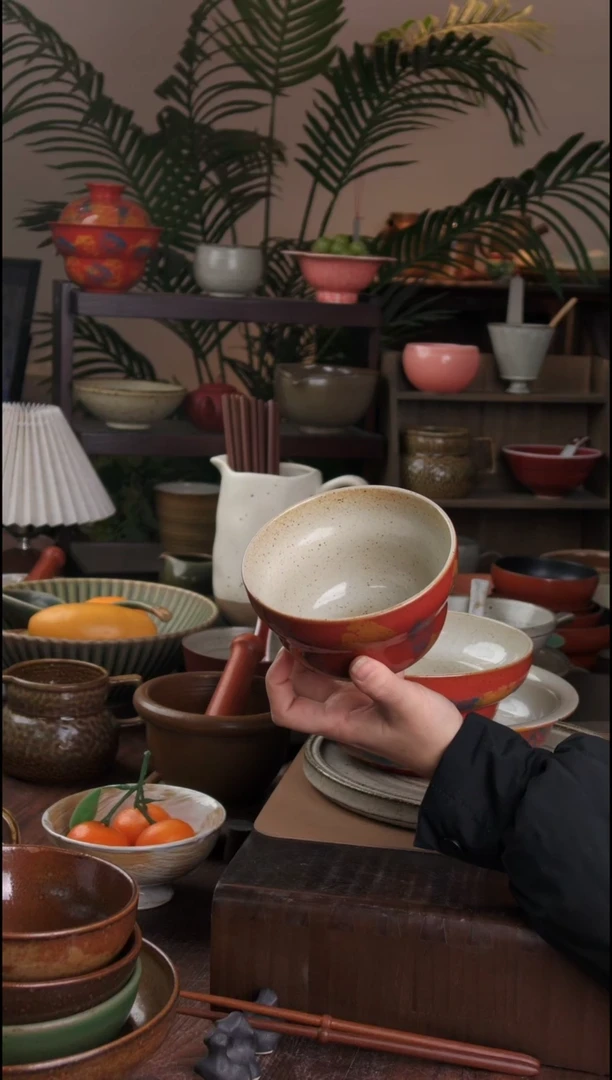 碗微瑕景德镇手工高温餐具敦煌葫芦