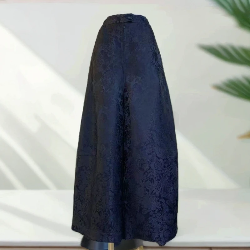 知羽.香云【锦上寻花】新中式桑蚕丝织锦时尚大气百搭女裤ZY6531