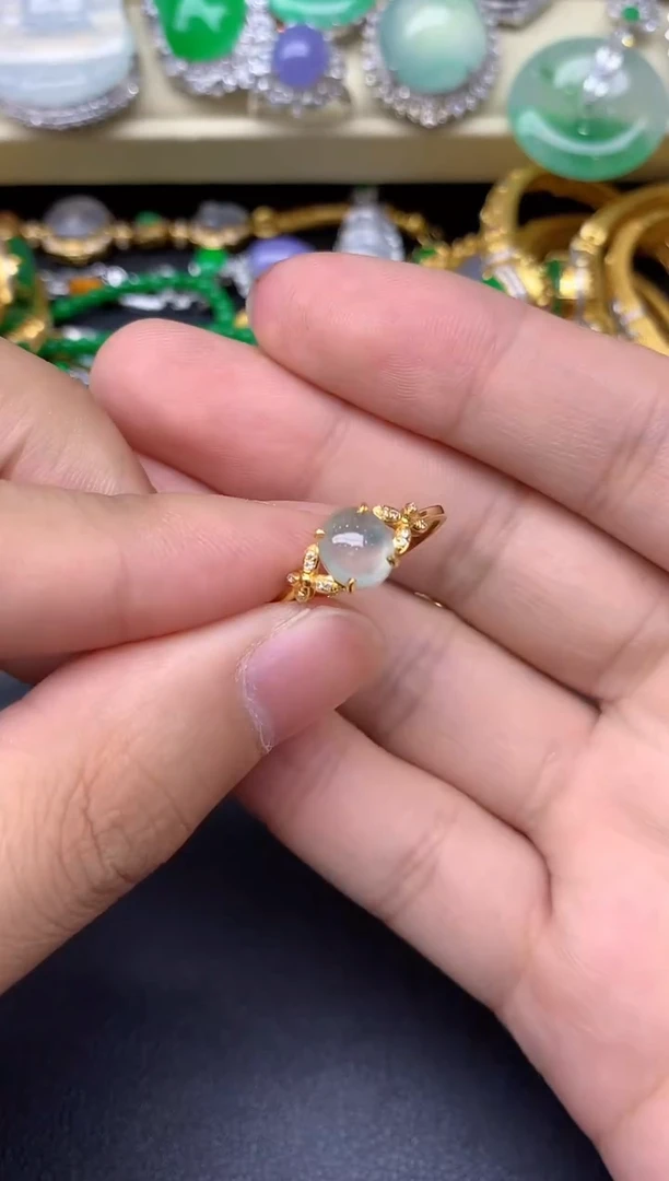 18K金镶嵌戒指翡翠47-雪姐翡翠天天见