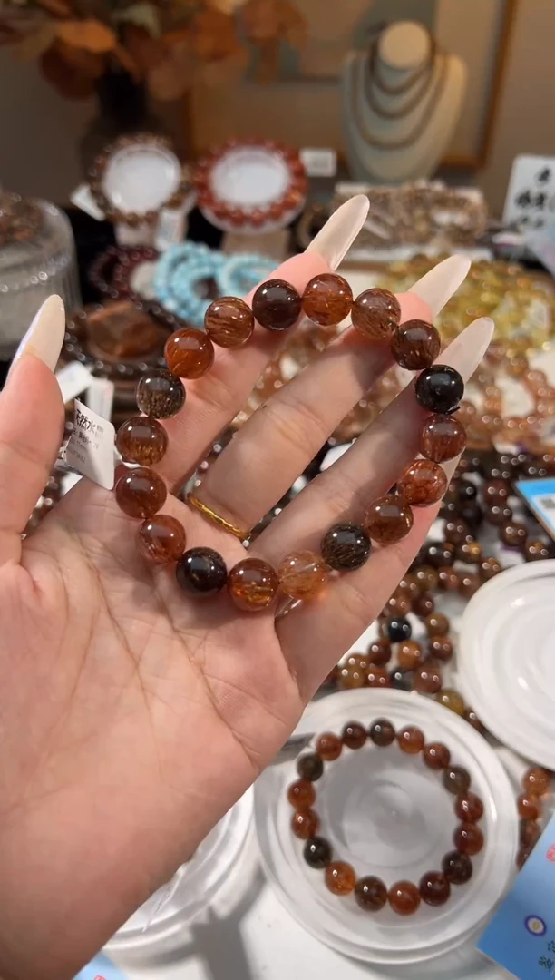 水晶手串未镶嵌黑金超七11+