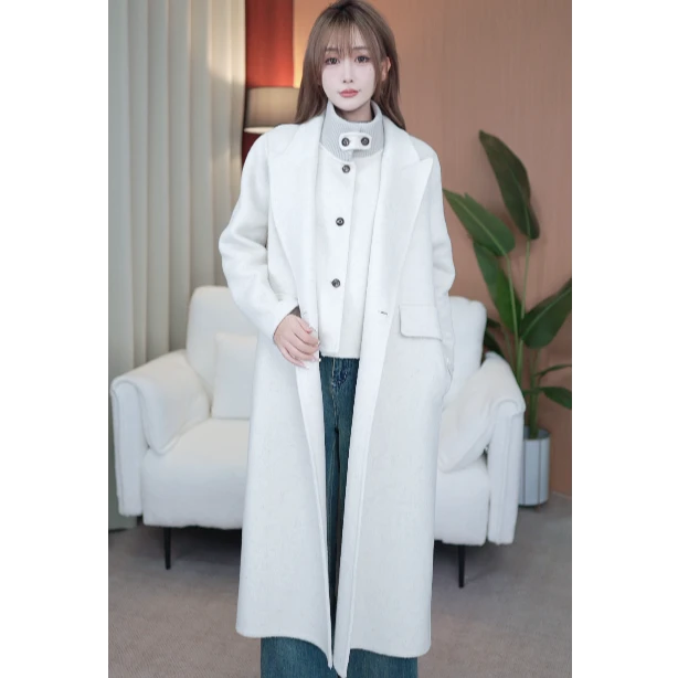 2025新款秋季西装领双面羊毛大衣女两件套气质显瘦羊毛呢外套长款