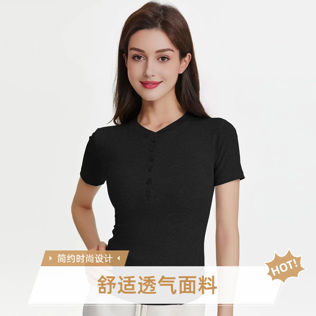 裸感纯色健身套装吸汗短裤圆领瑜伽女速干高弹短袖运动舒适夏季