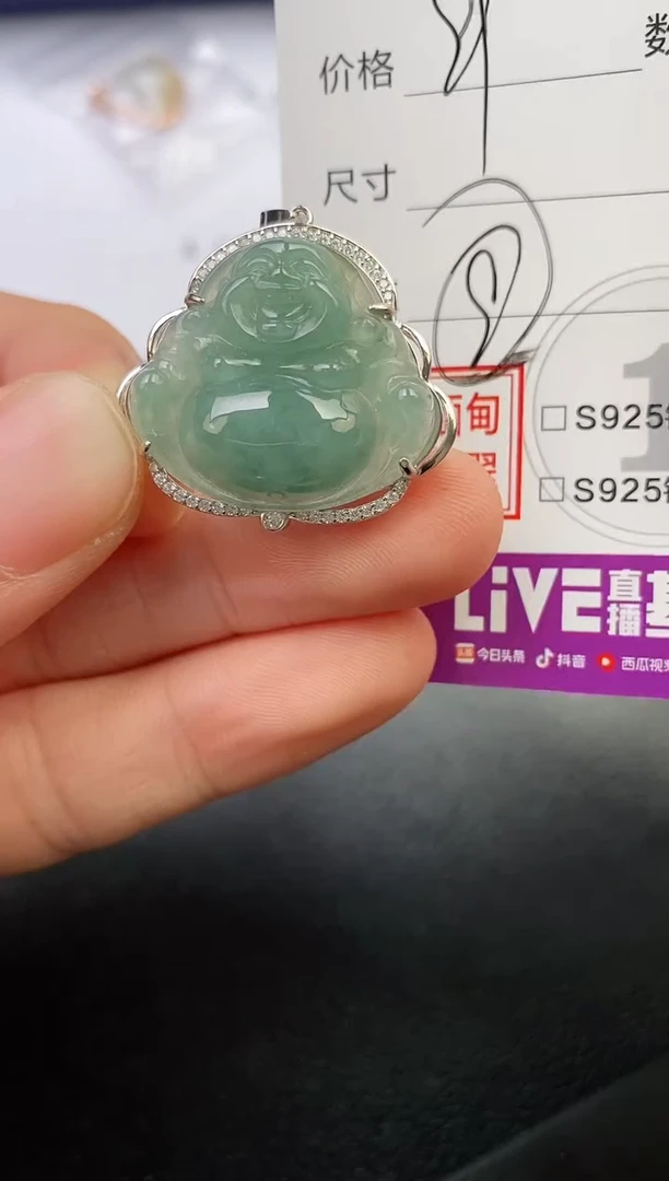颈饰银S925镶嵌翡翠Q****_挂件