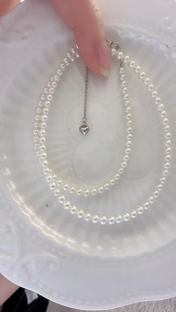 颈饰银S925镶嵌淡水珍珠3-4mm 极光正圆