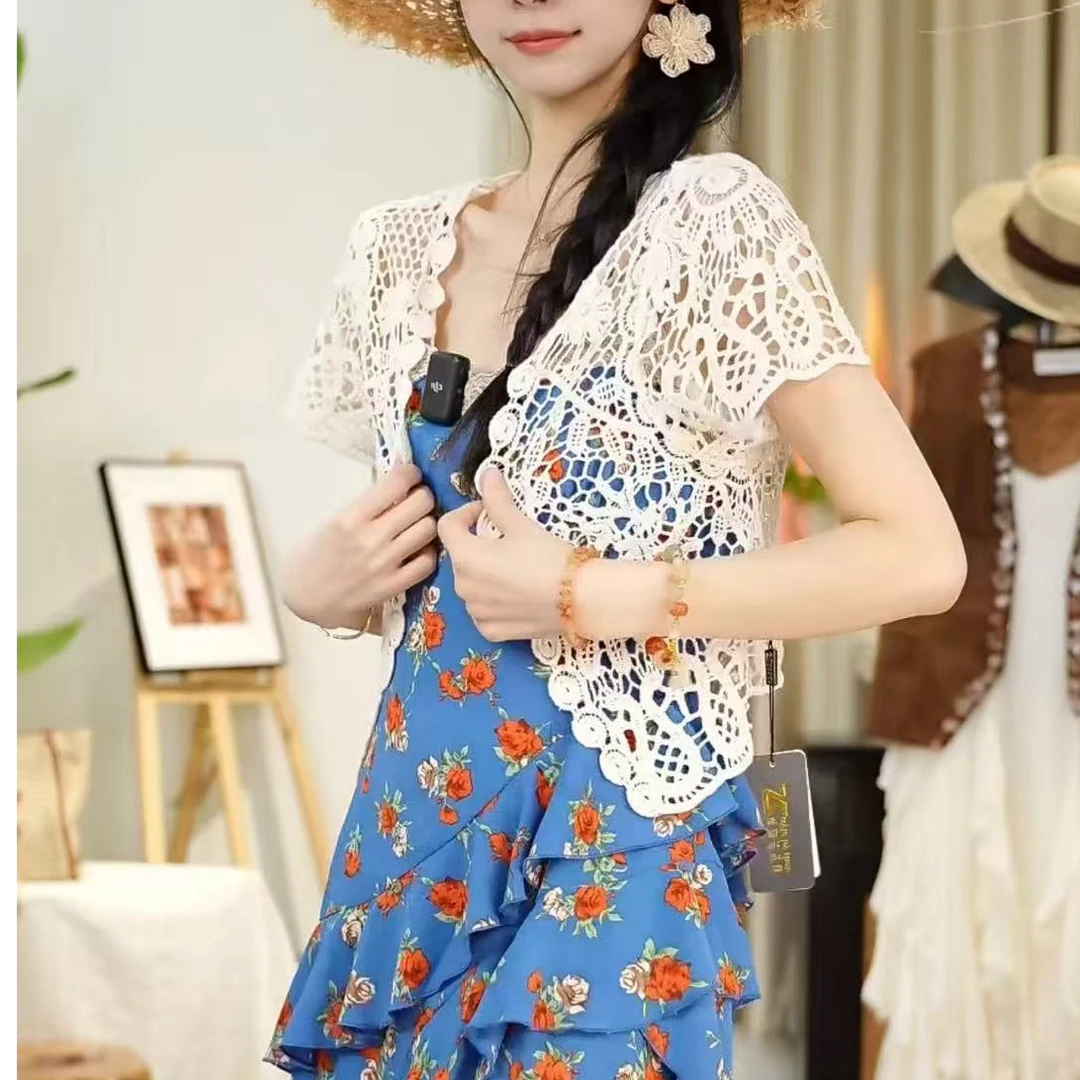 唐乐乐｜25new春夏系列短袖镂空开衫披肩外套BF0197