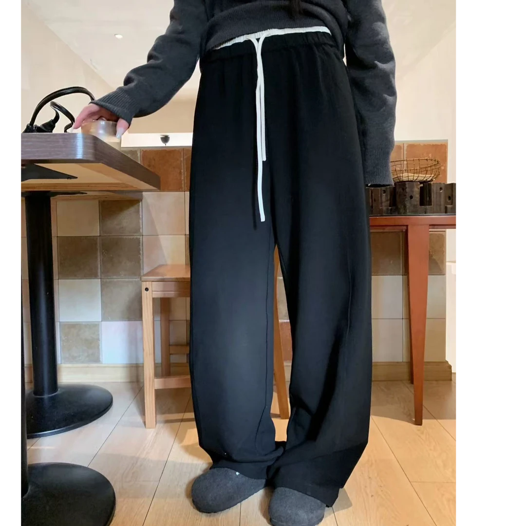 98618撞色直筒休闲裤女长裤