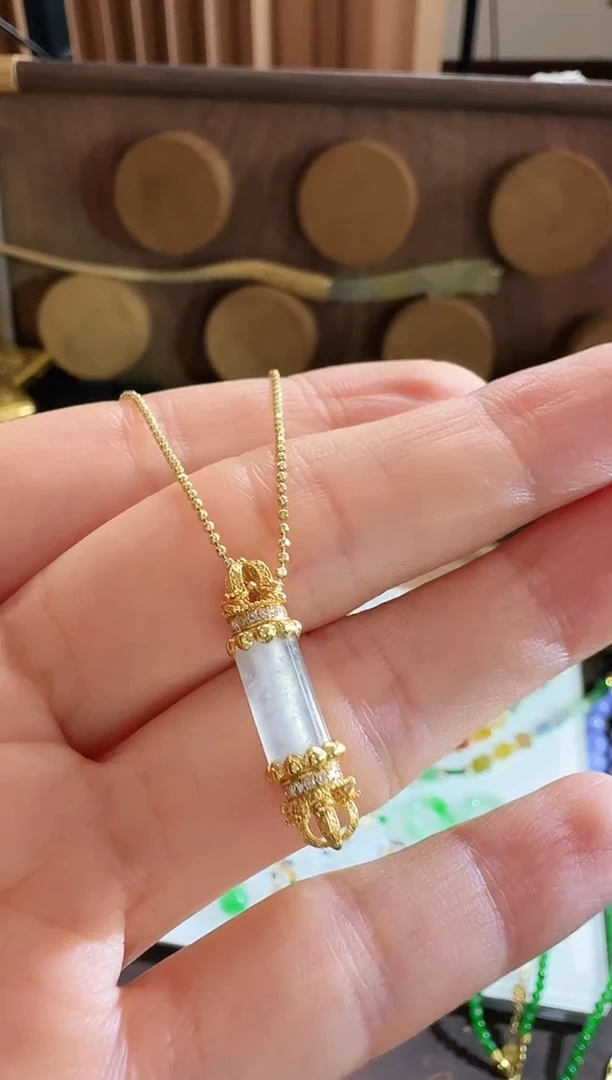 翡翠18K金镶嵌吊坠(不含链)吊坠