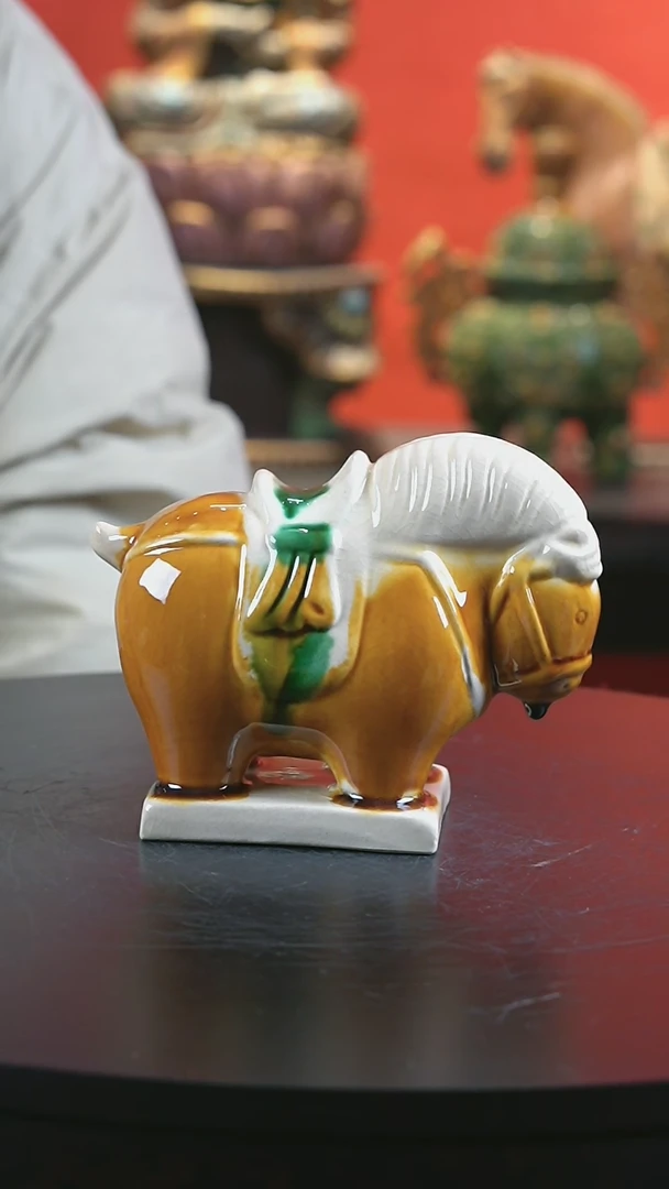【闪购商品】陶瓷洛阳 唐三彩 10*13 驼经马 三彩马