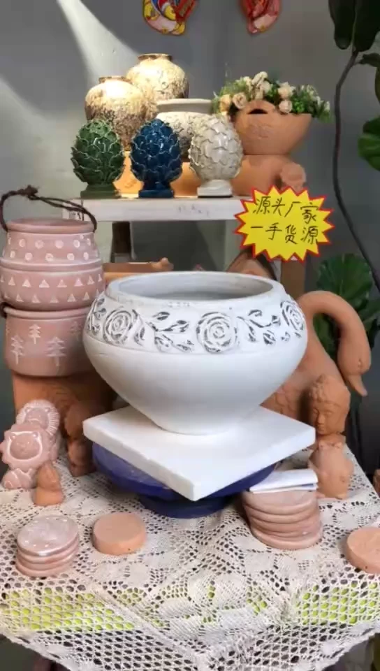 【新品】红陶花盆 1个装 白色 3021