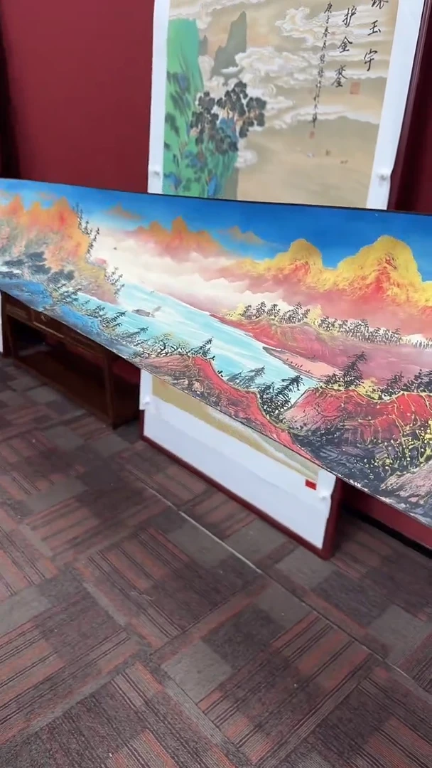 国画王碧梧绘画8pc山水长卷教材原稿