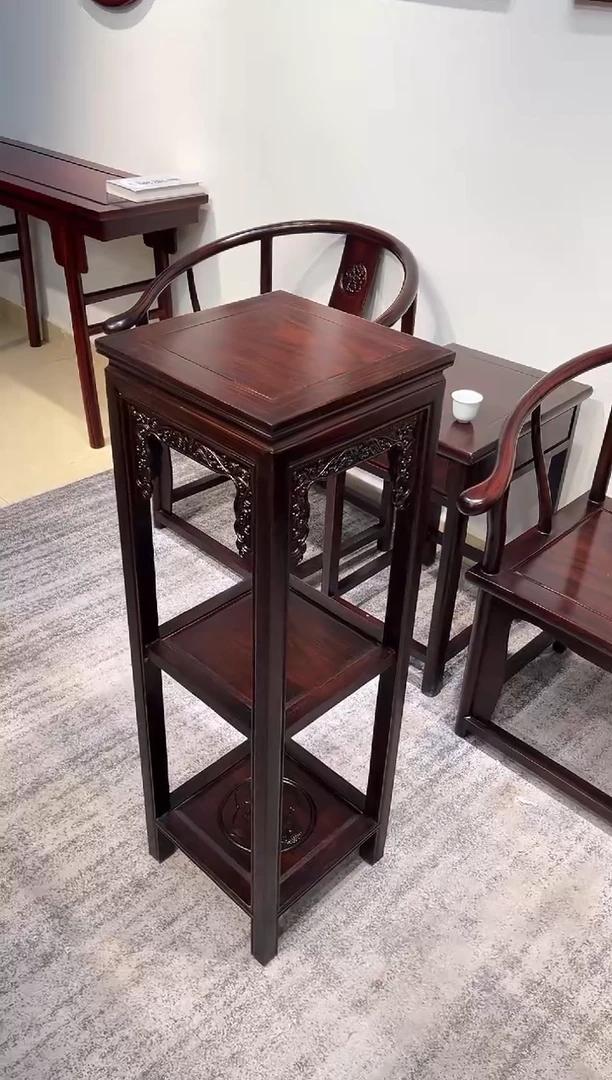 【闪购商品】黑酸枝木类家具1米花架