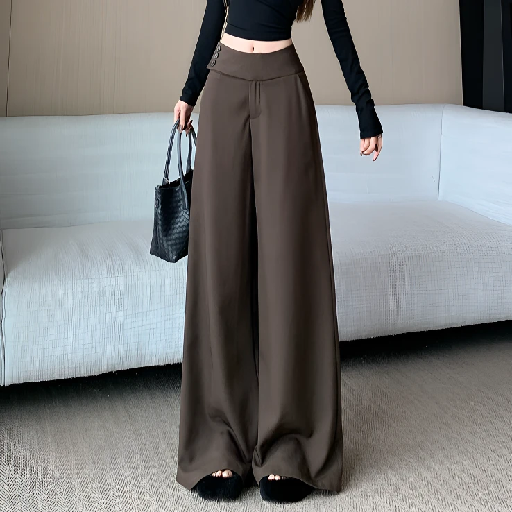松弛感阔腿西装裤女2025秋季新款显瘦垂感宽松喇叭裤拖地裤休闲裤