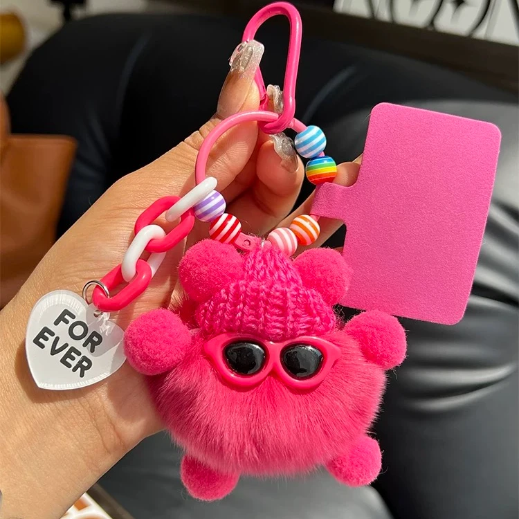 真獭兔毛可爱小煤球包包挂件书包精致公仔挂饰卡通玩偶汽车钥匙扣