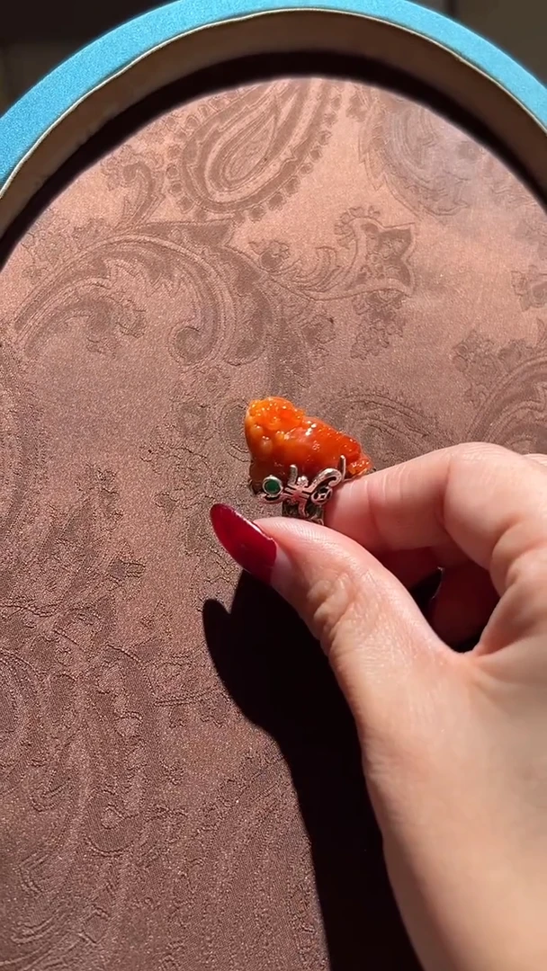 【闪购商品】翡翠戒指银S925镶嵌红翡绿翠 03号