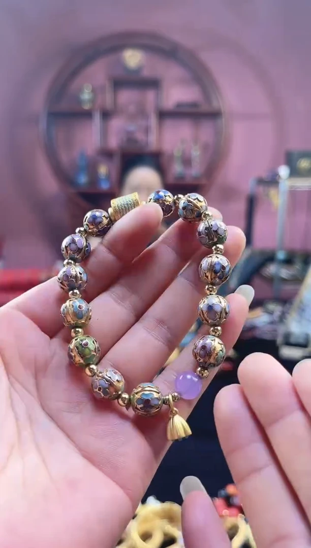 非遗 景泰蓝金地手串 4瓜棱1.0