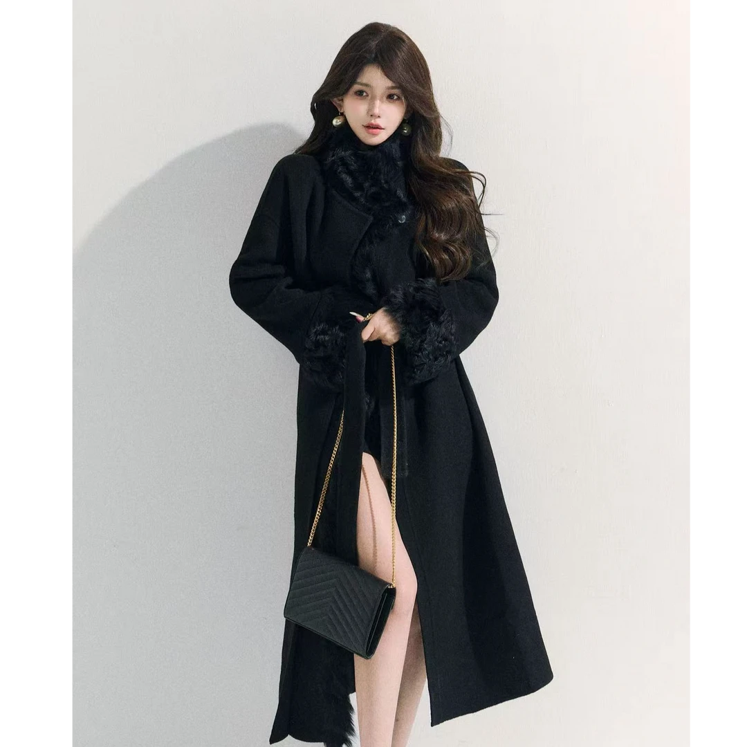 GUIDI GUDI【冬日很美】复古绵羊毛长款外套/黄加蓝