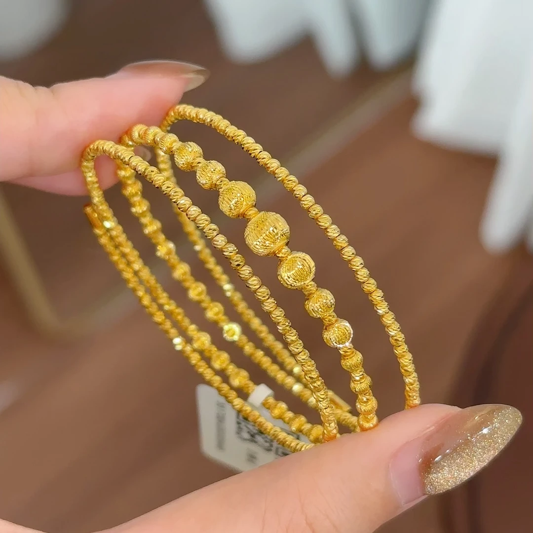 韵祺珠宝 足金 光影三圈  贵妃镯（穿记忆钢丝）