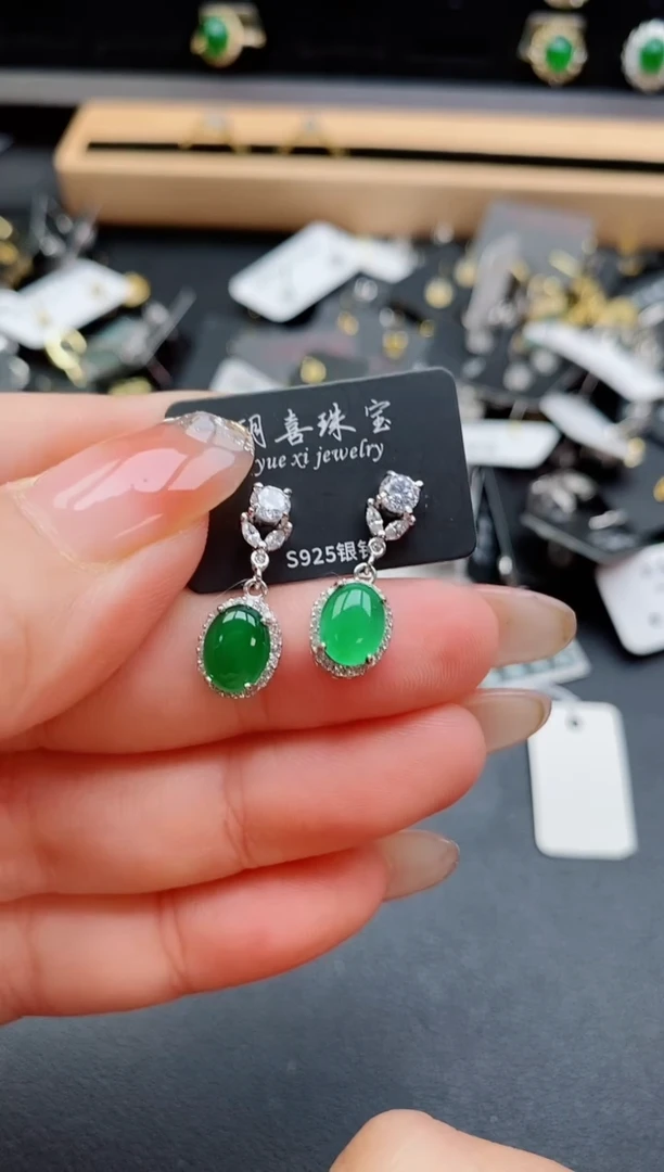 银S925镶嵌戒指翡翠1