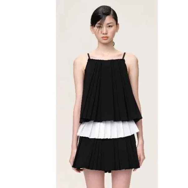 WMWM乱褶双层吊带上衣