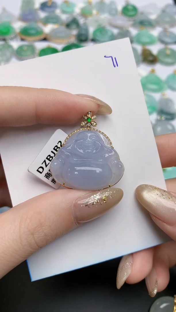 【闪购商品】翡翠颈饰18K金镶嵌天然缅甸翡翠A货