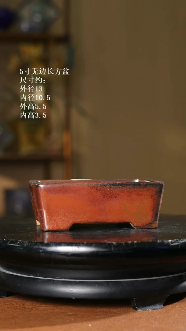 5寸无边长方盆 金红 随机发货