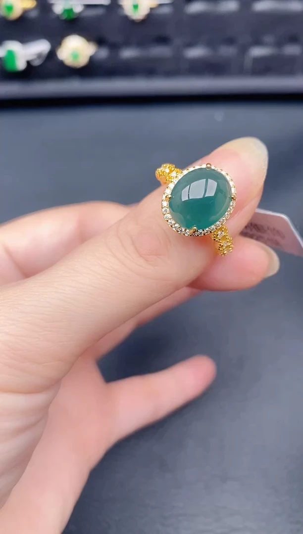 银S925镶嵌戒指翡翠天然a货翡翠45