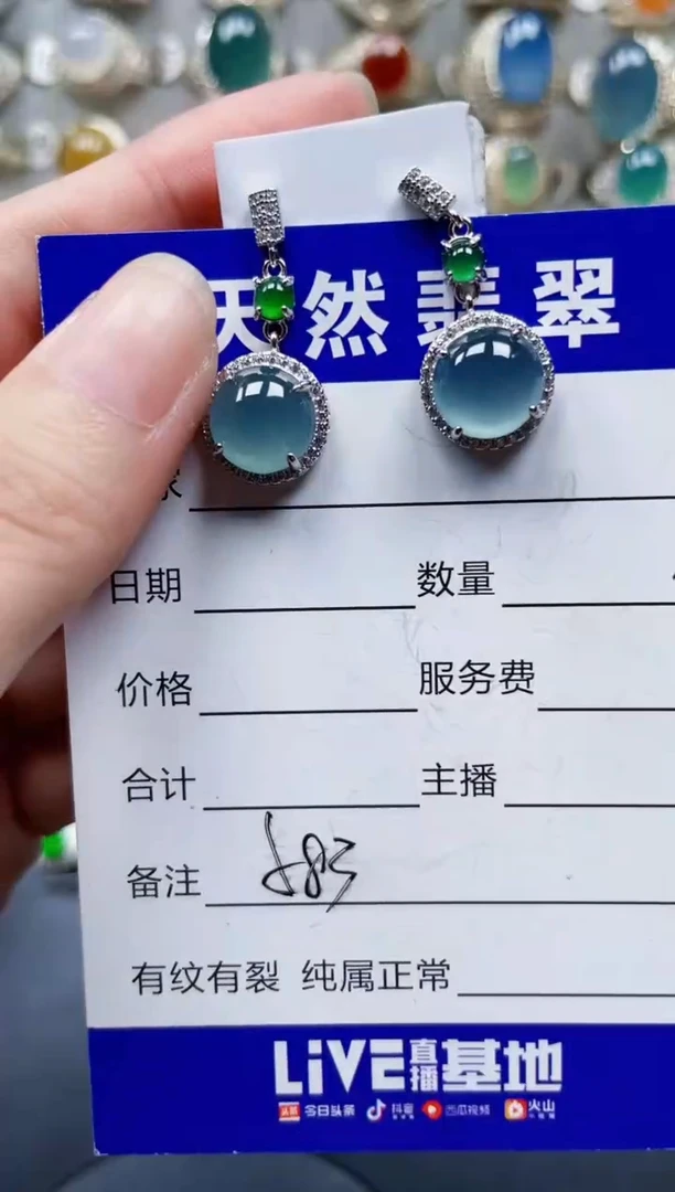 银S925镶嵌翡翠耳饰583