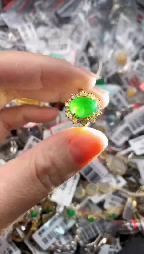 银S925镶嵌戒指翡翠999-----7