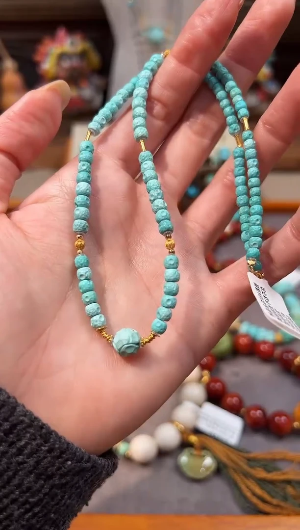 18K金镶嵌绿松石颈饰绿松石项链