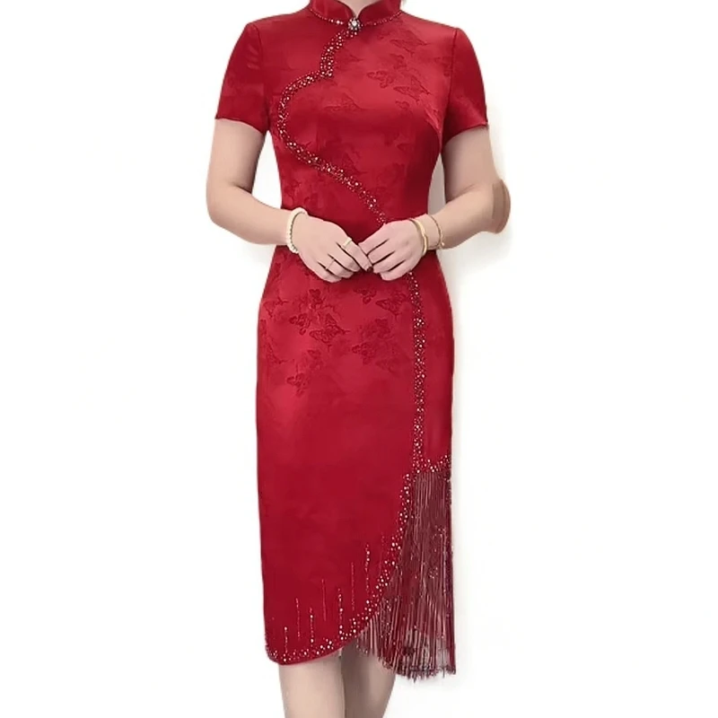 2025年新爆款单款喜婆婆旗袍礼服时尚洋气优雅时尚显高显瘦修身