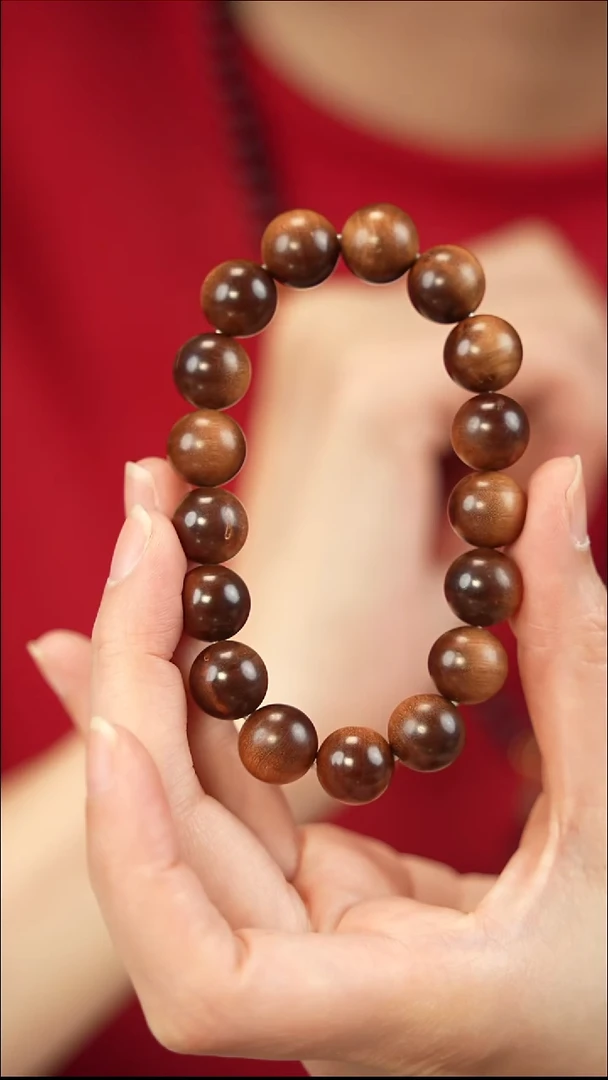 檀香木手串/手链1.2单圈横纹沉水瑕疵-299