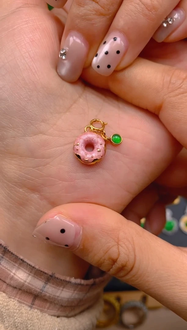 吊坠(不含链)银S925镶嵌翡翠甜甜圈