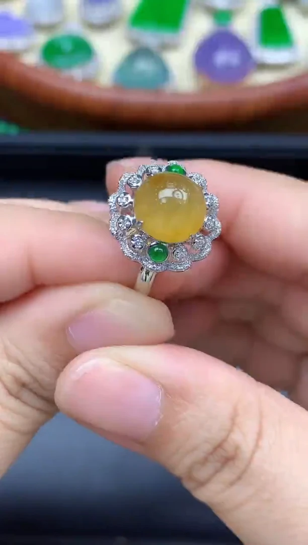 18K金镶嵌戒指翡翠535-中国好珍宝