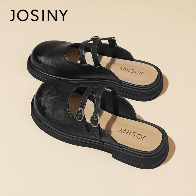 卓诗尼包头半拖女鞋2025夏季新款百搭浅口玛丽珍一脚蹬外穿穆勒鞋