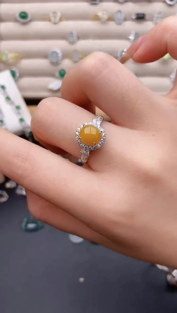 银S925镶嵌戒指翡翠0