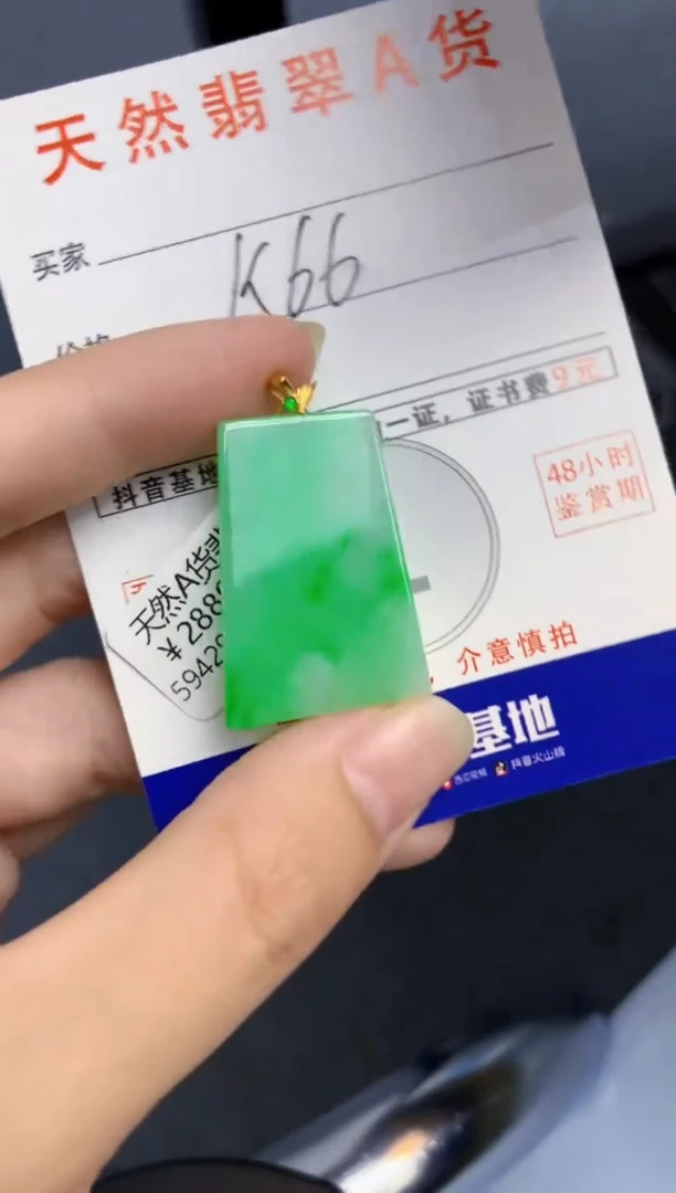 颈饰18K金镶嵌翡翠天然缅甸A货翡翠百元以上9元证书费自理