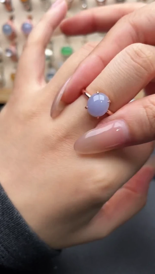 银S925镶嵌戒指翡翠一物一证一礼盒