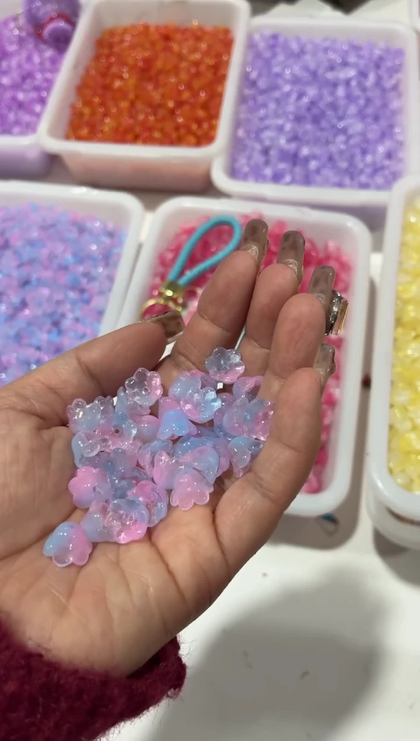 玻璃22019铃兰花100颗装冰雪蓝