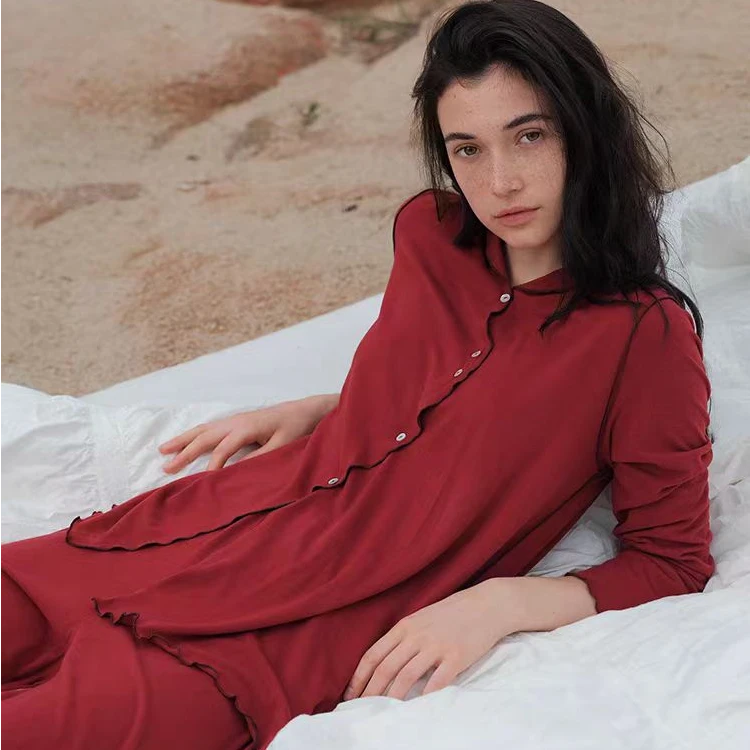 设计师款时尚女士单面绒家居服睡衣女款爆款2025新款长袖薄款