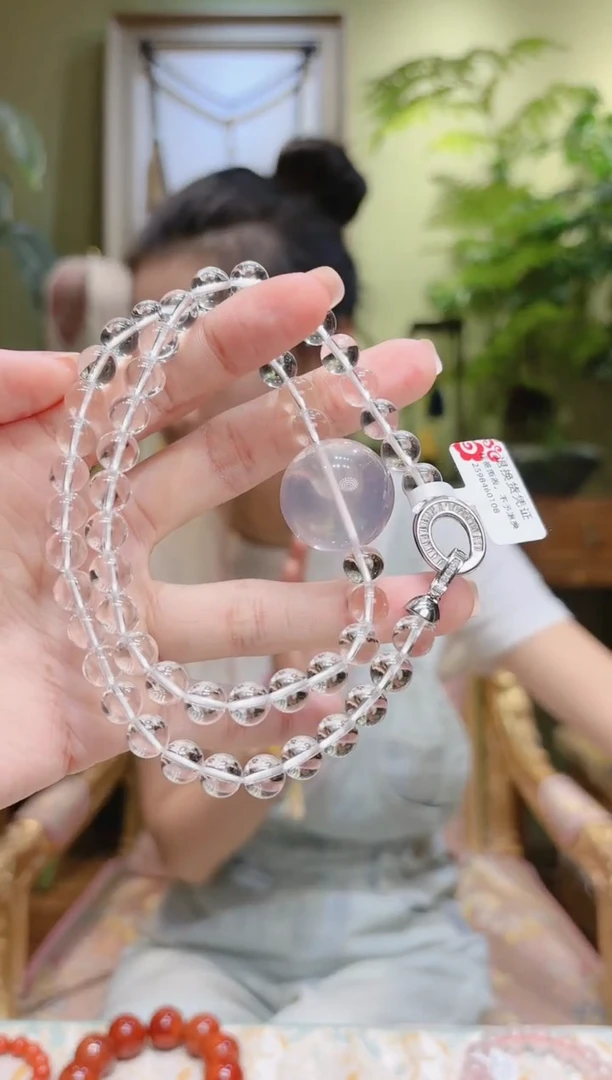 【闪购商品】水晶项链未镶嵌粉晶顶珠白水晶项链