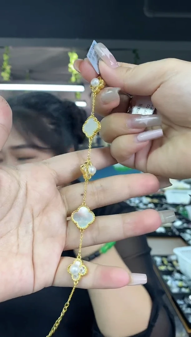 银S925镶嵌淡水珍珠手链多样性发其一颜色微差