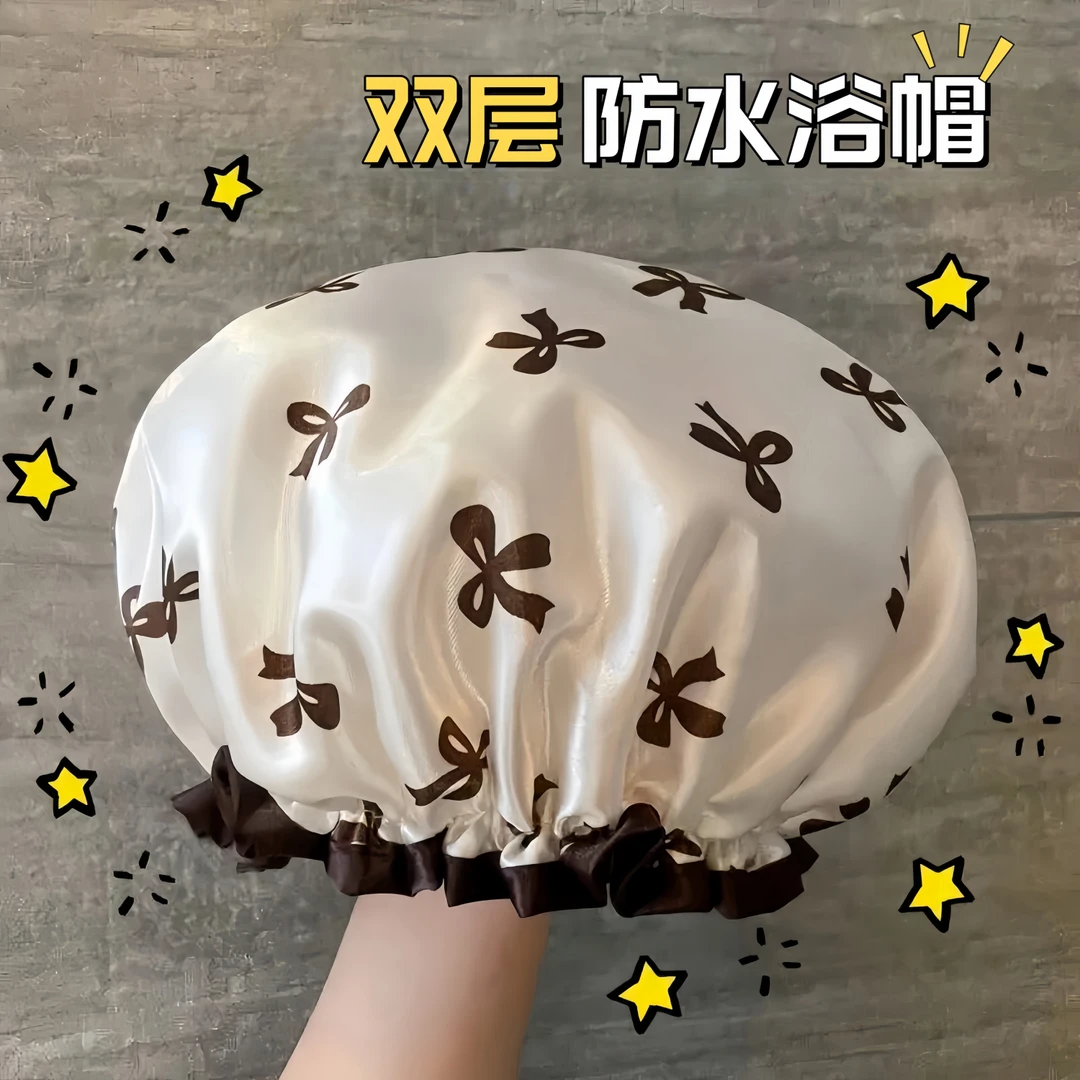 双层浴帽女防水洗澡家用厨房防油烟头套女童干发膜专用沐浴帽新款