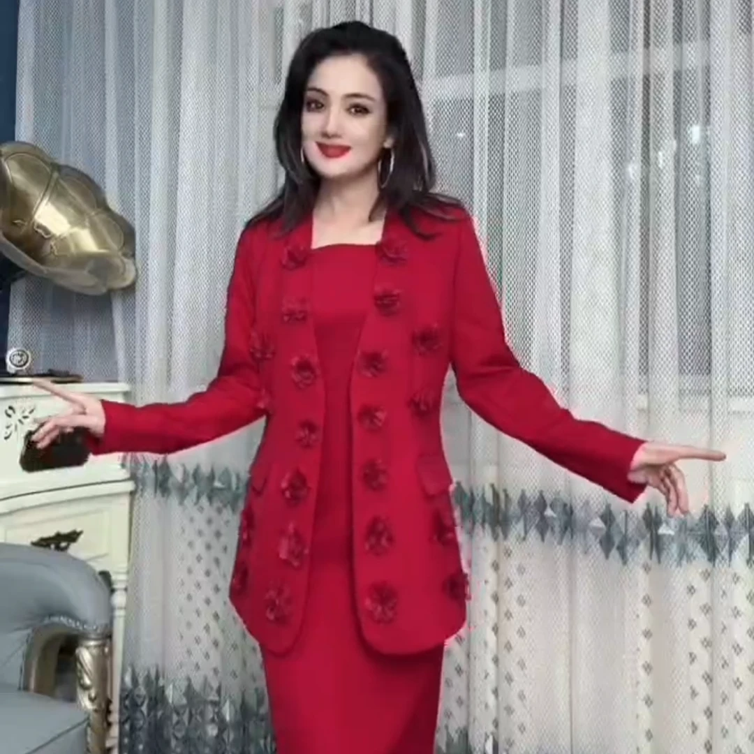 显瘦气质网红洋气时尚连衣裙外套两件套