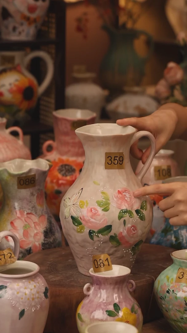 陶瓷359景德镇设计师手作花器摆件侘寂风