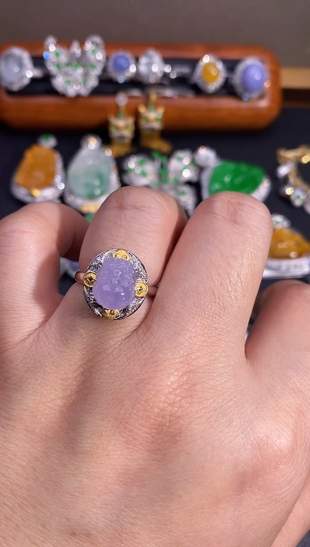 【闪购商品】翡翠戒指18K金镶嵌戒指