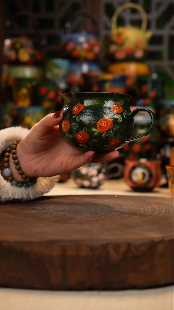 紫砂油画手绘釉下彩