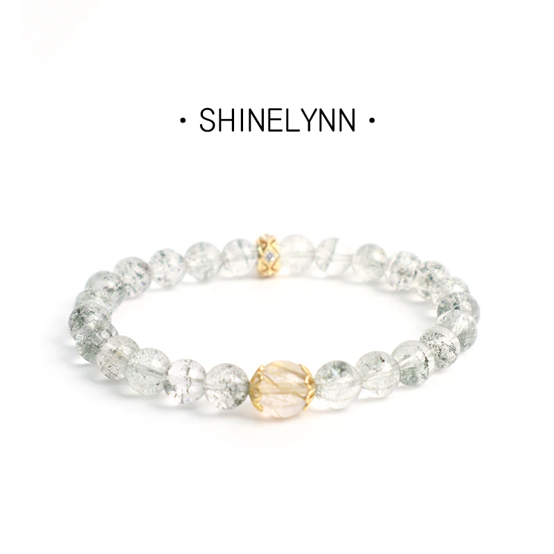 禧临Shinelynn/【绿丝承金】天然绿幽灵水晶满天星入门满级鬼佬財神